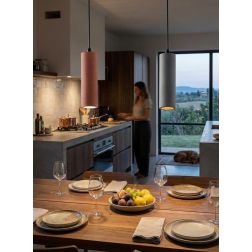 KRUK SOSPENSIONE TUBOLARE IN CEMENTO GRIGIO O MATTONE LAMPADINA ATTACCO GU10 DESIGN MODERNO