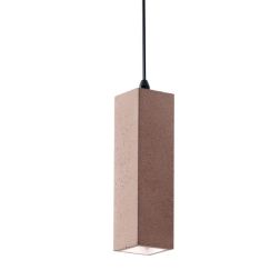 KRUK SOSPENSIONE TUBOLARE QUADRATA IN CEMENTO GRIGIO O MATTONE LAMPADINA ATTACCO GU10 DESIGN MODERNO 2
