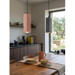KRUK SOSPENSIONE TUBOLARE QUADRATA IN CEMENTO GRIGIO O MATTONE LAMPADINA ATTACCO GU10 DESIGN MODERNO