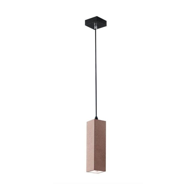 KRUK SOSPENSIONE TUBOLARE QUADRATA IN CEMENTO GRIGIO O MATTONE LAMPADINA ATTACCO GU10 DESIGN MODERNO