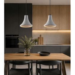 ANDO SOSPENSIONE A CAMPANA IN CEMENTO GRIGIO D22 CM LAMPADINA ATTACCO E27 DESIGN MODERNO 2
