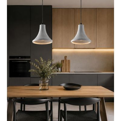 ANDO SOSPENSIONE A CAMPANA IN CEMENTO GRIGIO D22 CM LAMPADINA ATTACCO E27 DESIGN MODERNO