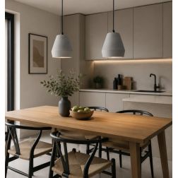 SOSPENSIONE IN CEMENTO GRIGIO D18 CM FORMA ARROTONDATA LAMPADINA ATTACCO E27 DESIGN MODERNO 2