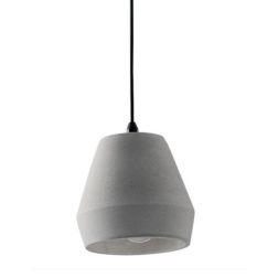 SOSPENSIONE IN CEMENTO GRIGIO D18 CM FORMA ARROTONDATA LAMPADINA ATTACCO E27 DESIGN MODERNO