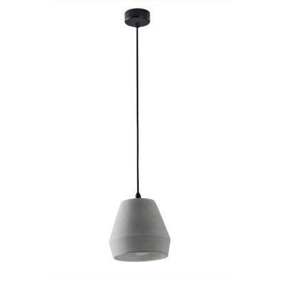 SOSPENSIONE IN CEMENTO GRIGIO D18 CM FORMA ARROTONDATA LAMPADINA ATTACCO E27 DESIGN MODERNO