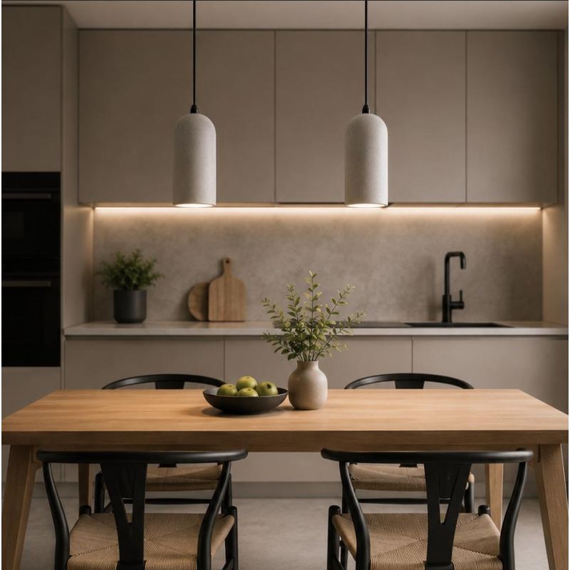 SOSPENSIONE A CILINDRO IN CEMENTO GRIGIO D10 CM LAMPADINA ATTACCO E27 DESIGN MODERNO
