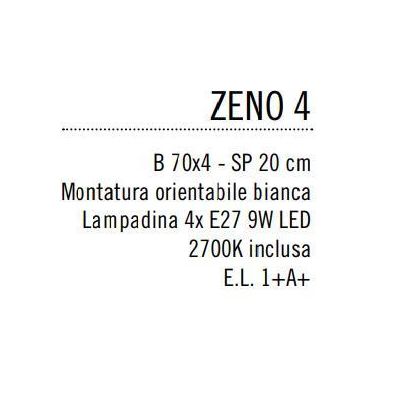 ZENO 4 BINARIO A QUATTRO LUCI ORIENTABILI NEL COLORE BIANCO CON PORTALAMPADE ATTACCO E27 Illuminando - Cristalensi Shop Online