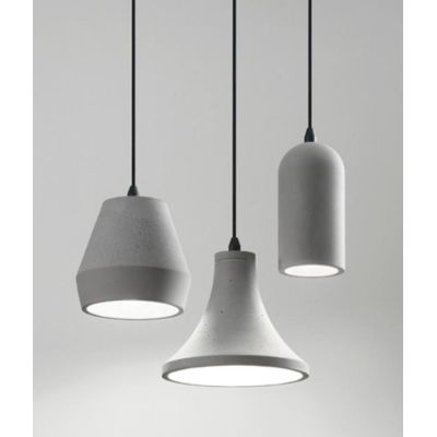 SOSPENSIONE A CILINDRO IN CEMENTO GRIGIO D10 CM LAMPADINA ATTACCO E27 DESIGN MODERNO