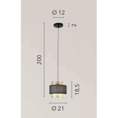 LOUNGE SOSPENSIONE MODERNA IN METALLO NERO/ORO IN 2 MISURE LAMPADINA ATTACCO E27