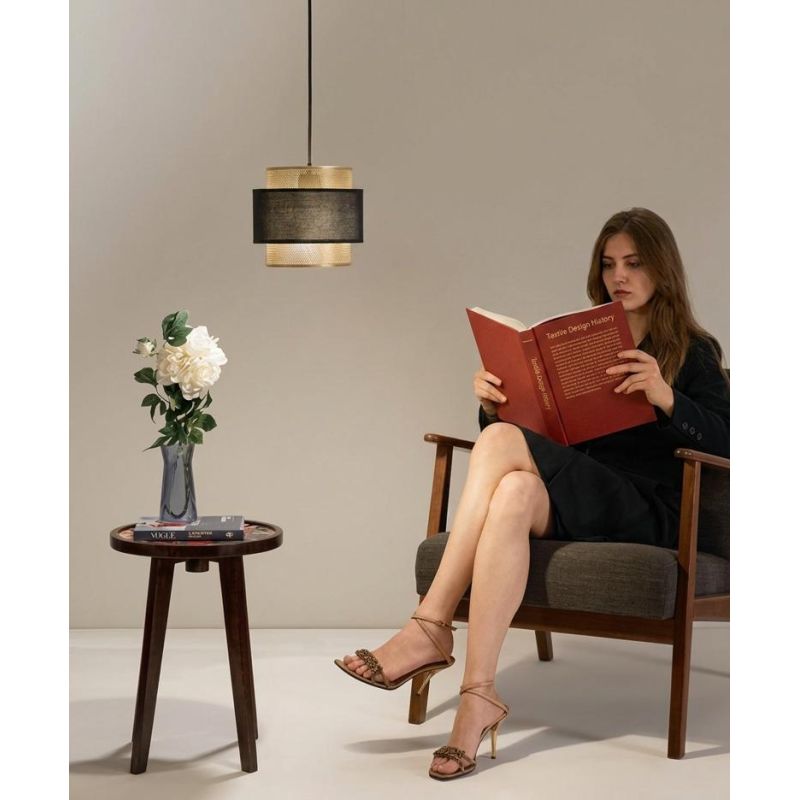 LOUNGE SOSPENSIONE MODERNA IN METALLO NERO/ORO IN 2 MISURE LAMPADINA ATTACCO E27