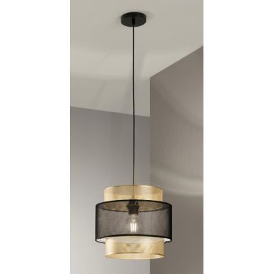 LOUNGE SOSPENSIONE MODERNA IN METALLO NERO/ORO IN 2 MISURE LAMPADINA ATTACCO E27