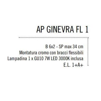 GINEVRA APPLIQUE METALLO CROMATO BRACCIO FLESSIBILE CON LAMPADINA LED INCLUSA Illuminando - Cristalensi Shop Online