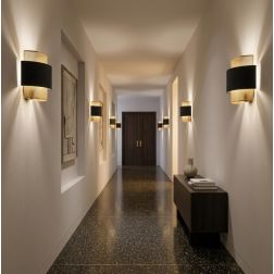 LAMPADA DA PARETE IN METALLO NERO/ORO CON LAMPADINA ATTACCO E27 DESIGN MODERNO 2