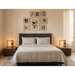 LAMPADA DA TAVOLO QUADRATA IN METALLO NERO CON INSERTO IN LEGNO LAMPADINA ATTACCO E27 STILE VINTAGE 2