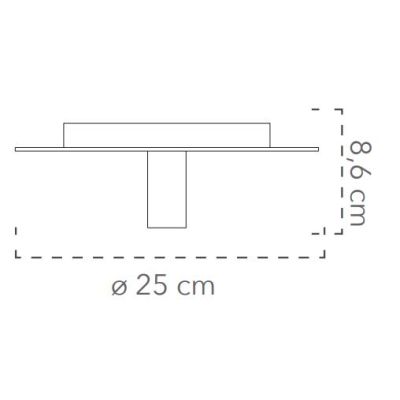 STRIKE PLAFONIERA APPLIQUE ROTONDA D25 CM IN METALLO BIANCO, NERO, ORO LAMPADINA A VISTA ATTACCO E27