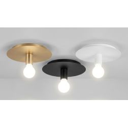 STRIKE PLAFONIERA APPLIQUE ROTONDA D25 CM IN METALLO BIANCO, NERO, ORO LAMPADINA A VISTA ATTACCO E27