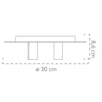 PLAFONIERA 3 LUCI ROTONDA D30 CM IN METALLO BIANCO, NERO, ORO CON LAMPADINE A VISTA ATTACCO E27