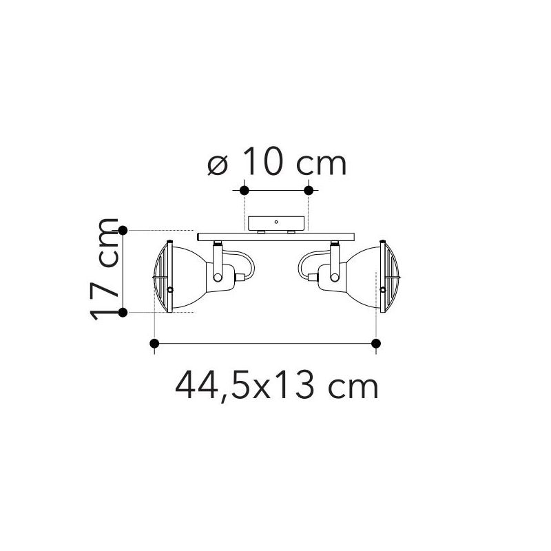 FARETTO SPOT 2 LUCI ORIENTABILI IN METALLO GRIGIO PIETRA STILE VINTAGE LAMPADINE ATTACCO E14