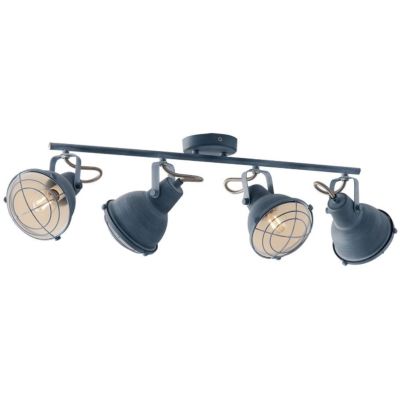 PLAFONIERA CON 4 SPOT ORIENTABILI IN METALLO GRIGIO PIETRA STILE VINTAGE LAMPADINE ATTACCO E14