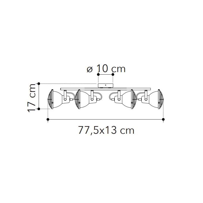 PLAFONIERA CON 4 SPOT ORIENTABILI IN METALLO GRIGIO PIETRA STILE VINTAGE LAMPADINE ATTACCO E14
