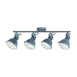 PLAFONIERA CON 4 SPOT ORIENTABILI IN METALLO GRIGIO PIETRA STILE VINTAGE LAMPADINE ATTACCO E14