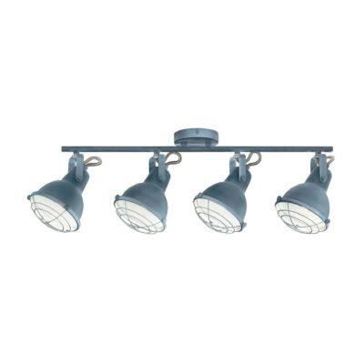 PLAFONIERA CON 4 SPOT ORIENTABILI IN METALLO GRIGIO PIETRA STILE VINTAGE LAMPADINE ATTACCO E14
