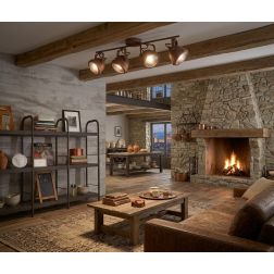 PLAFONIERA LINEARE 4 SPOT ORIENTABILI IN METALLO RUGGINE STILE VINTAGE LAMPADINE ATTACCO GU10 2