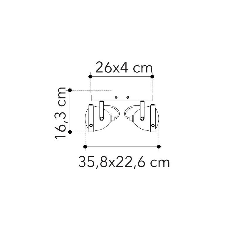 PLAFONIERA APPLIQUE CON 2 SPOT ORIENTABILI IN METALLO RUGGINE STILE VINTAGE LAMPADINE ATTACCO GU10