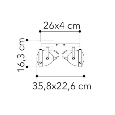 PLAFONIERA APPLIQUE CON 2 SPOT ORIENTABILI IN METALLO RUGGINE STILE VINTAGE LAMPADINE ATTACCO GU10