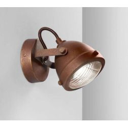 FARETTO SPOT ORIENTABILE IN METALLO RUGGINE STILE VINTAGE LAMPADINA ATTACCO GU10