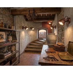 FARETTO SPOT ORIENTABILE IN METALLO RUGGINE STILE VINTAGE LAMPADINA ATTACCO GU10 2