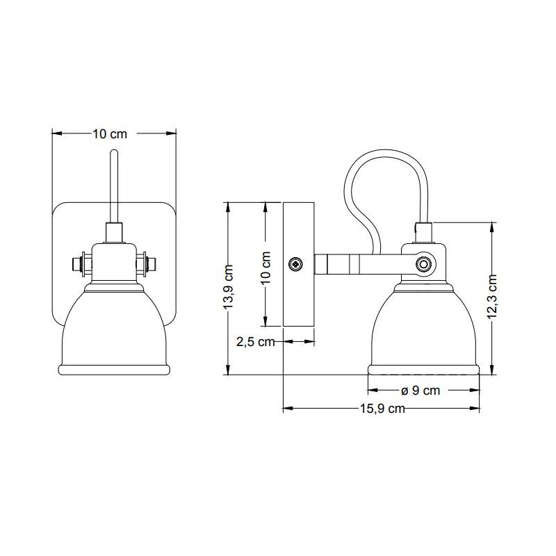 KISA FARETTO SPOT ORIENTABILE IN LEGNO E CEMENTO STILE VINTAGE LAMPADINA ATTACCO GU10