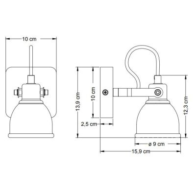 KISA FARETTO SPOT ORIENTABILE IN LEGNO E CEMENTO STILE VINTAGE LAMPADINA ATTACCO GU10