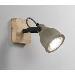 KISA FARETTO SPOT ORIENTABILE IN LEGNO E CEMENTO STILE VINTAGE LAMPADINA ATTACCO GU10