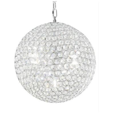 PLANET SOSPENSIONE A SFERA CROMO 2 MISURE CON DIFFUSORE IN OTTAGONI DI CRISTALLO LAMPADINE ATTACCO G9