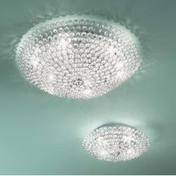 PLAFONIERA IN METALLO CROMO 2 MISURE CON DIFFUSORE IN OTTAGONI DI CRISTALLO LAMPADINE ATTACCO G9