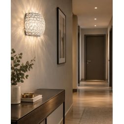 APPLIQUE IN METALLO CROMO CON DIFFUSORE IN OTTAGONI DI CRISTALLO LAMPADINE ATTACCO G9 MODERNA 2