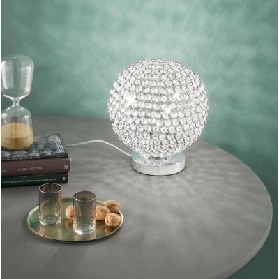 LAMPADA DA TAVOLO IN METALLO CROMO CON DIFFUSORE IN OTTAGONI DI CRISTALLO LAMPADINE ATTACCO G9 MODERNA