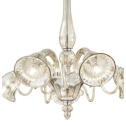 POSEIDON LAMPADARIO CLASSICO IN VETRO COLOR CHAMPAGNE 2 MISURE LAMPADINE ATTACCO E14 2