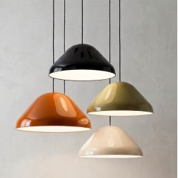 NAMEKO LAMPADARIO A SOSPENSIONE IN METALLO 4 COLORI E 2 MISURE MODERNA LAMPADINA ATTACCO E27