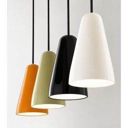 LAMPADARIO A SOSPENSIONE IN METALLO NERO,BEIGE,ARANCIO E KAKY MODERNO LAMPADINA ATTACCO E27