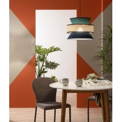 GAZEBO SOSPENSIONE SINGOLA CON PARALUMI IN MATERIALI NATURALI D40 CM 3 FINITURE COLORE LAMPADINA ATTACCO E27 2