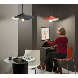 LENGLEN SOSPENSIONE MODERNA CON PARALUME IN FELTRO NERO O ARANCIONE D50 CM LAMPADINA ATTACCO E27 2