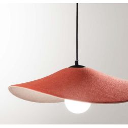 LENGLEN SOSPENSIONE MODERNA CON PARALUME IN FELTRO NERO O ARANCIONE D50 CM LAMPADINA ATTACCO E27