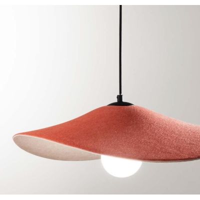 LENGLEN SOSPENSIONE MODERNA CON PARALUME IN FELTRO NERO O ARANCIONE D50 CM LAMPADINA ATTACCO E27