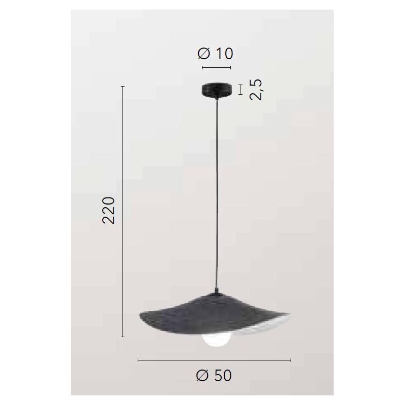 LENGLEN SOSPENSIONE MODERNA CON PARALUME IN FELTRO NERO O ARANCIONE D50 CM LAMPADINA ATTACCO E27