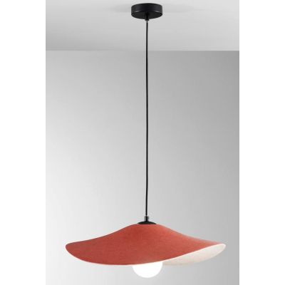 LENGLEN SOSPENSIONE MODERNA CON PARALUME IN FELTRO NERO O ARANCIONE D50 CM LAMPADINA ATTACCO E27