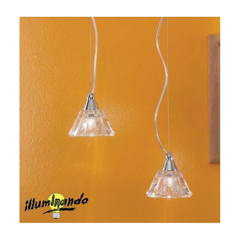 DOMUS SP1 SOSPENSIONE SINGOLA IN METALLO CROMO E VETRO TRASPARENTE ATTACCO G9 Illuminando - Cristalensi Shop Online