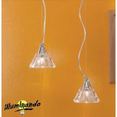 DOMUS SP1 SOSPENSIONE SINGOLA IN METALLO CROMO E VETRO TRASPARENTE ATTACCO G9 Illuminando - Cristalensi Shop Online