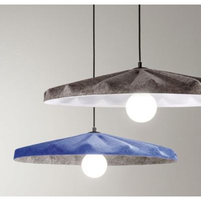 WIMBLEDON SOSPENSIONE CON PARALUME IN FELTRO BLU,VERDE O GRIGIO D69 CM LAMPADINA ATTACCO E27 MODERNA